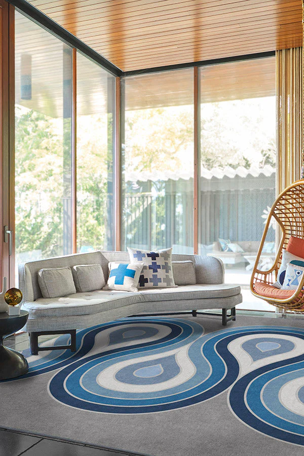 Milano Blue Steel Rug by Jonathan Adler