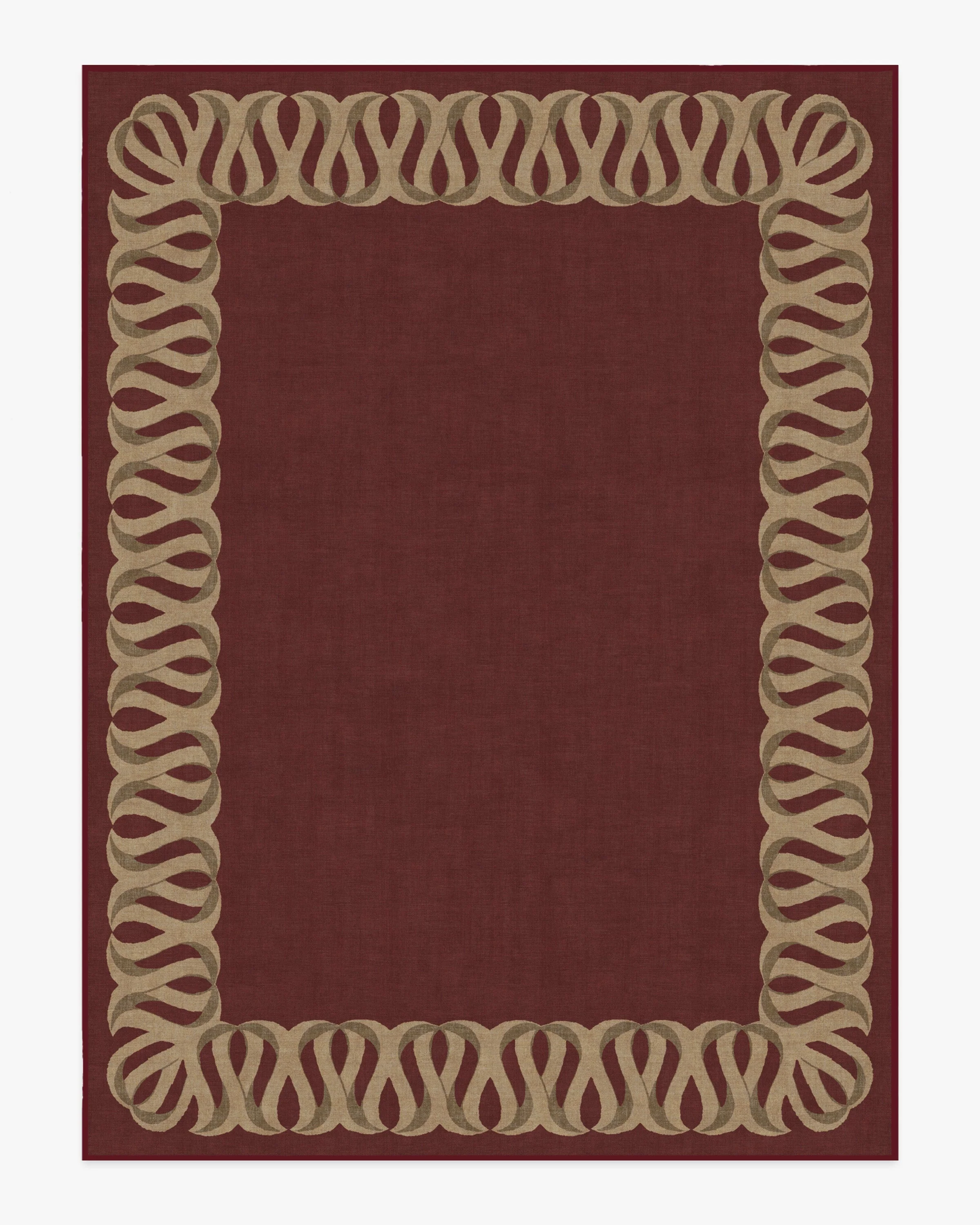 Ribbon Border Red & Natural Rug