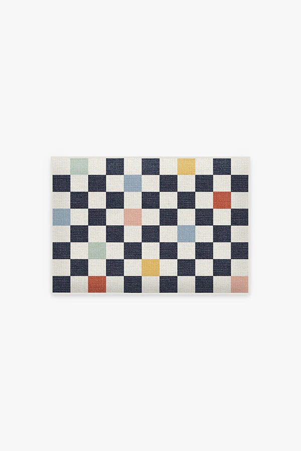 Bain Checkered Multicolor Bath Mat