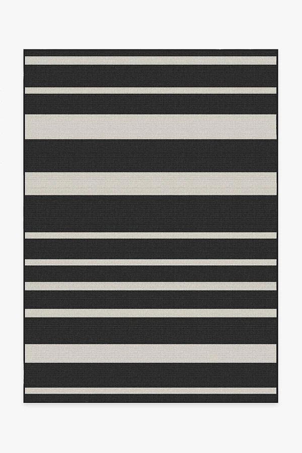 Sailmaker Stripe Black Outdoor Rug