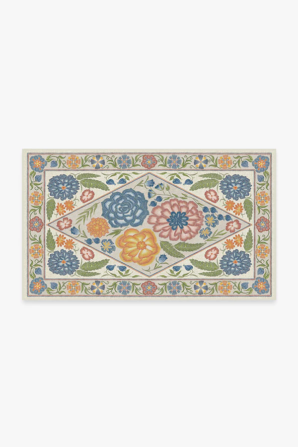 Prado Blue Bouquet Flatwoven Rug