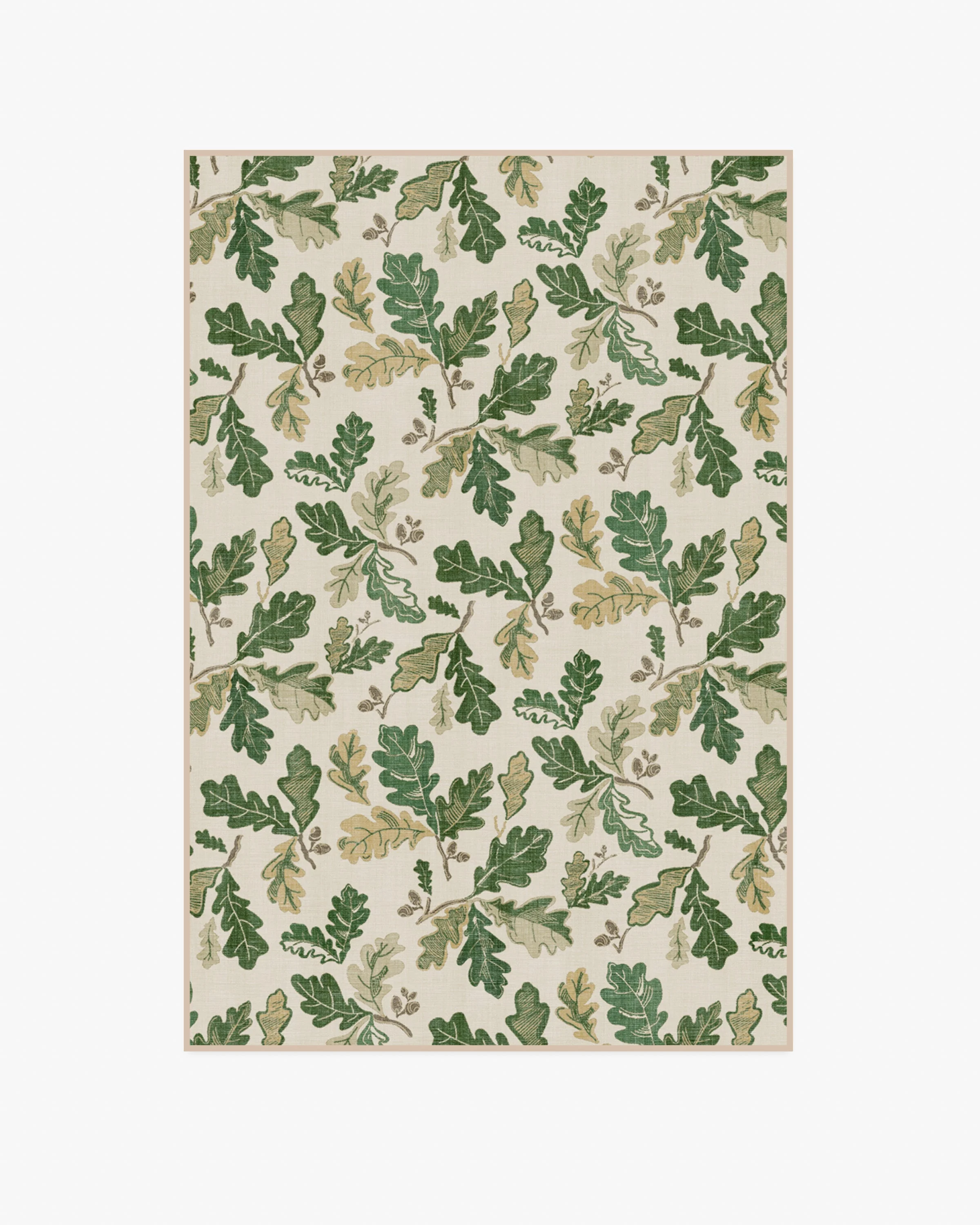 Oak Leaves Green Flatwoven Rug