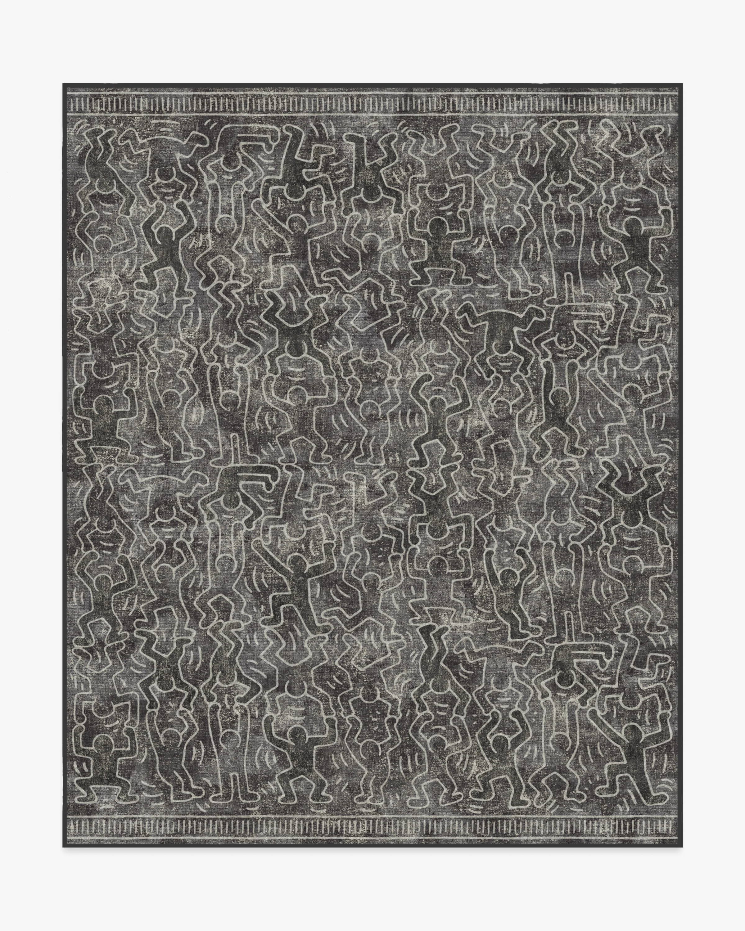 Balancing Act Black Rug by Keith Haring