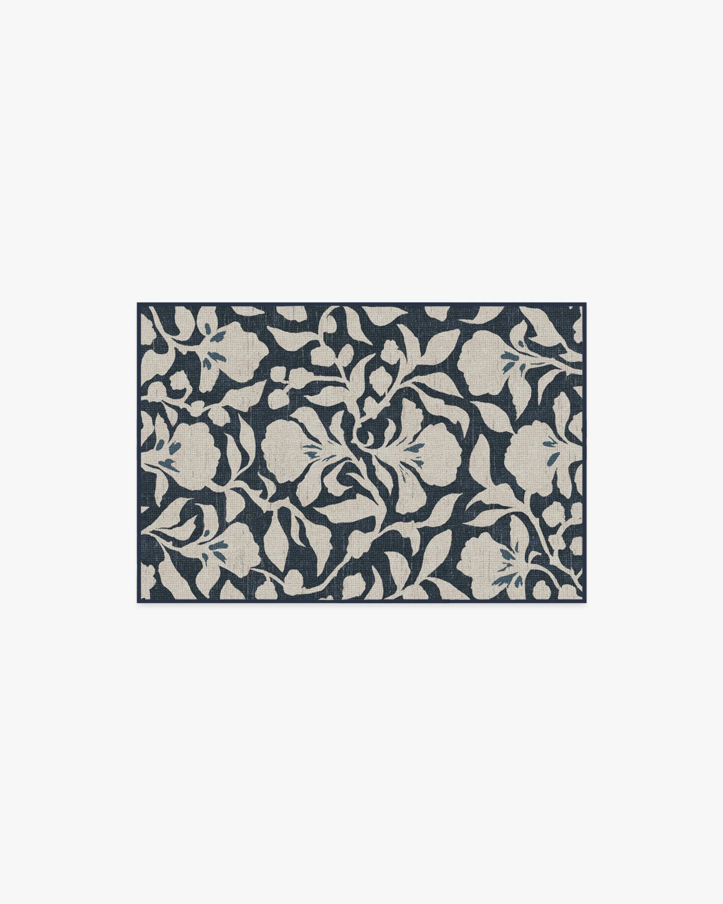 Flora Ink Blue & Ivory Flatwoven Rug by The Hiltons