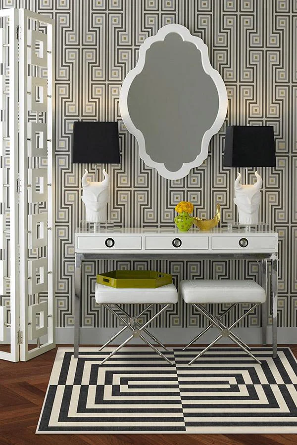 Op Art Charcoal Rug by Jonathan Adler