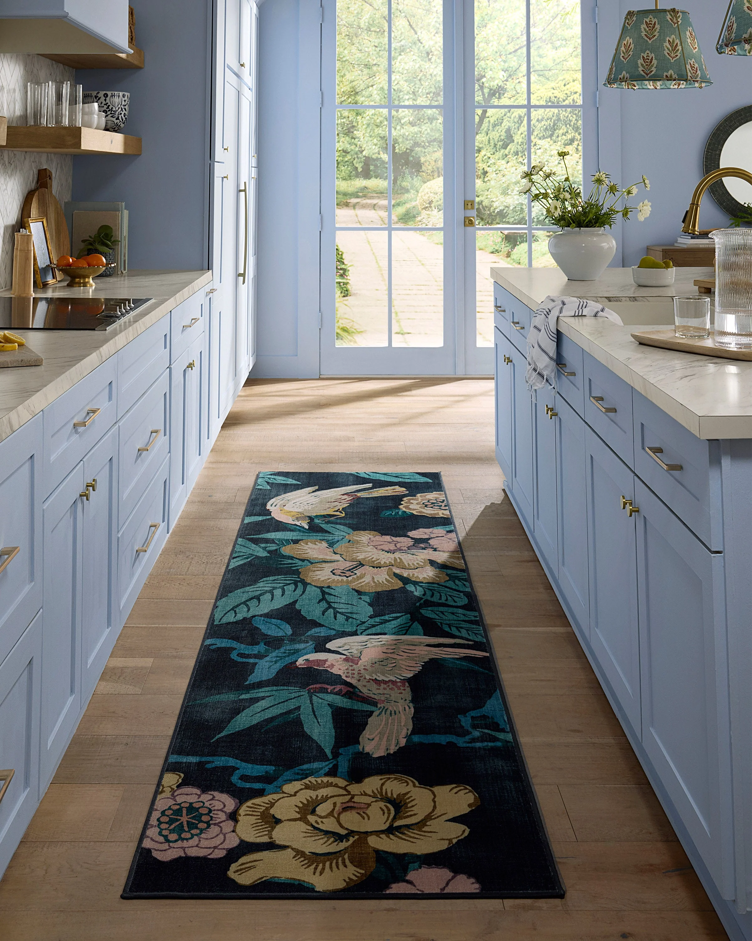 Bamboo & Bird Indigo Rug by Sanderson