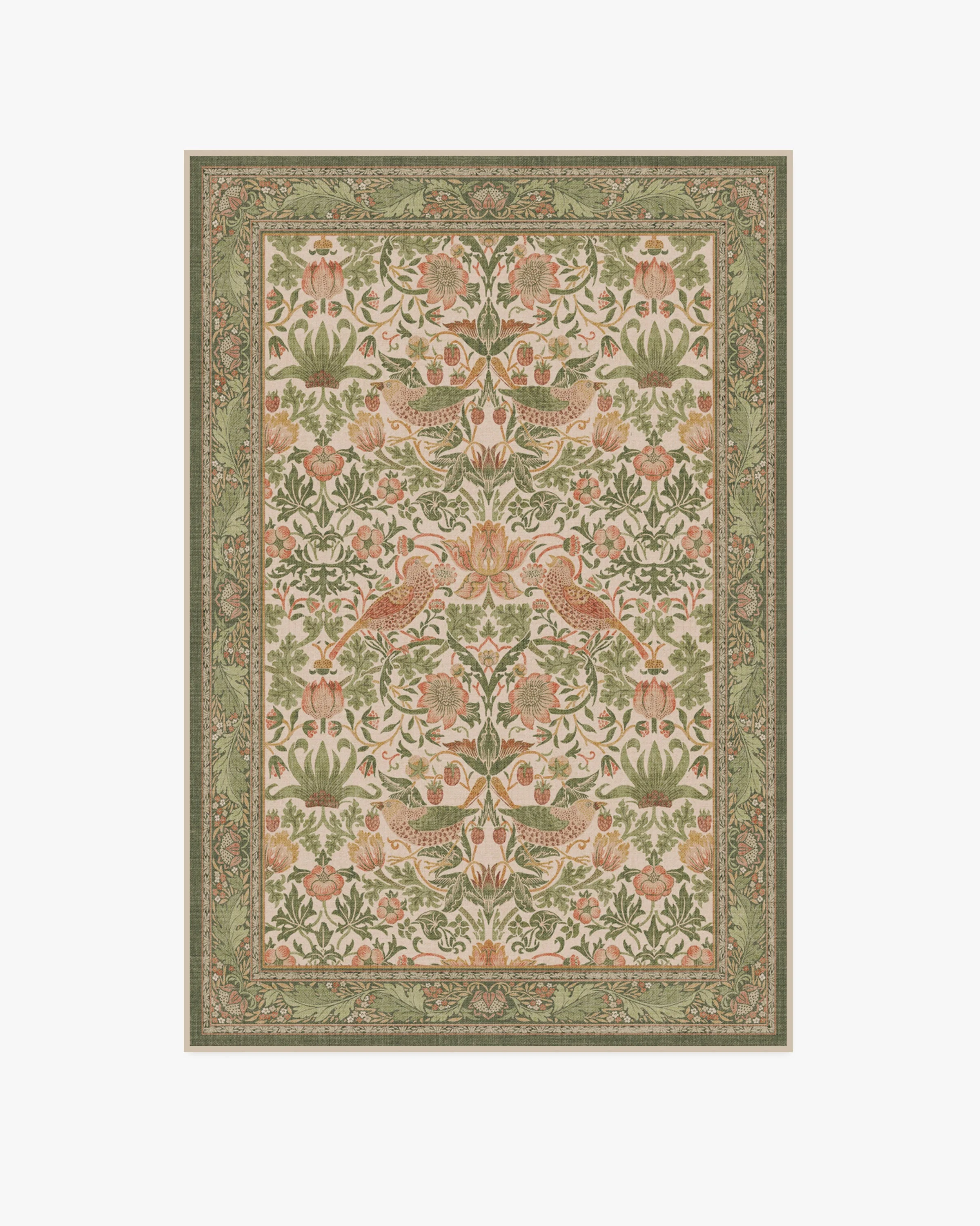 Strawberry Thief Sage & Rose Flatwoven Rug by Morris & Co.