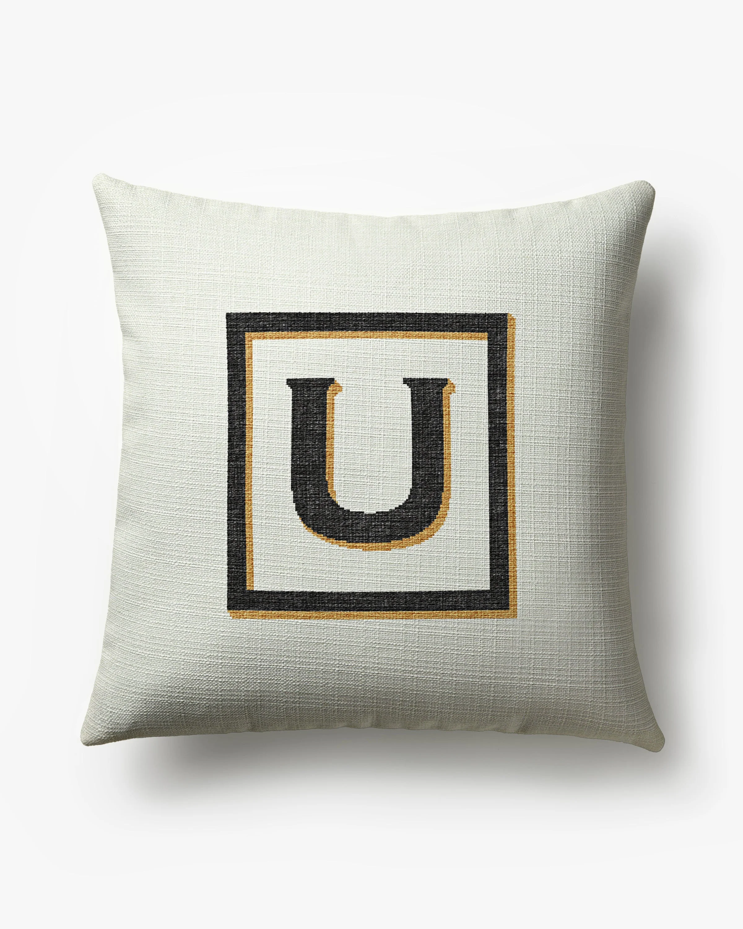 Classic Monogram Ivory Woven Throw Pillow, 20x20 by Jonathan Adler