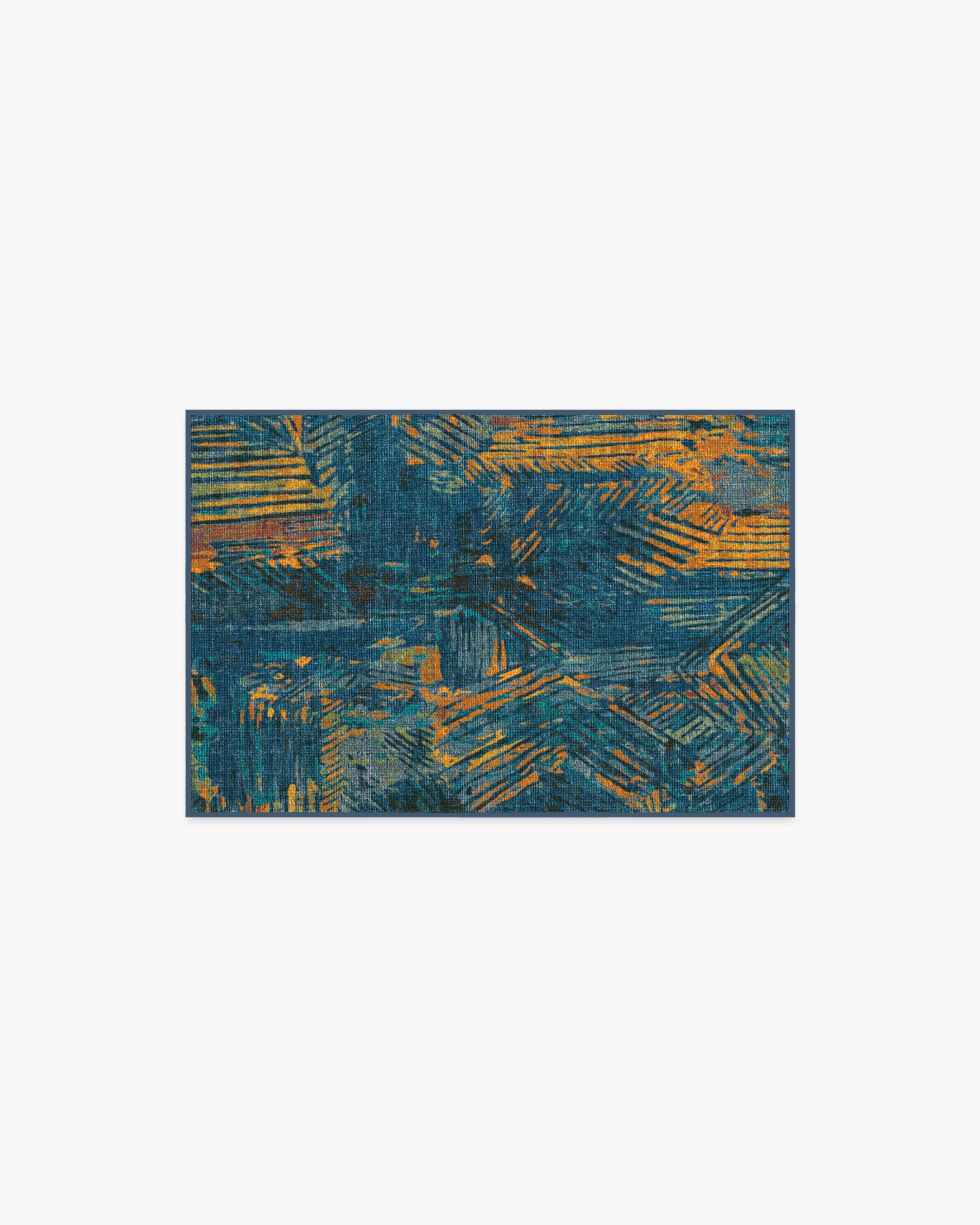 Sgraffito Royal Blue Flatwoven Rug by Malene Barnett