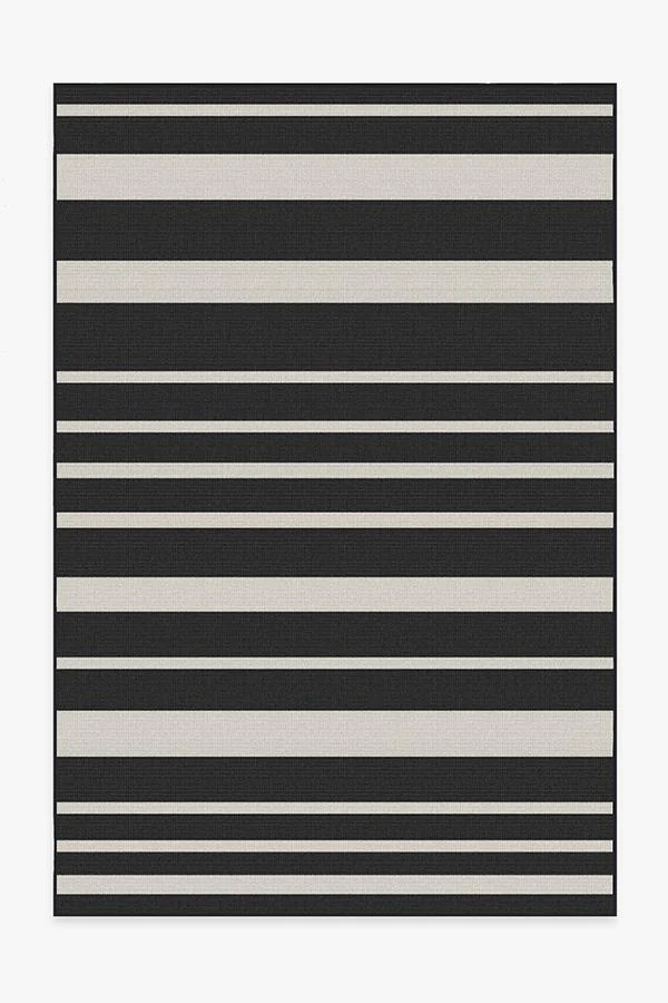 Sailmaker Stripe Black Outdoor Rug