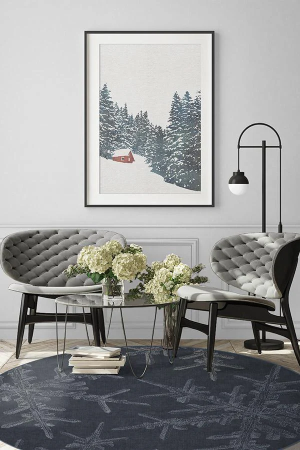 Snowflake Navy Flatwoven Rug
