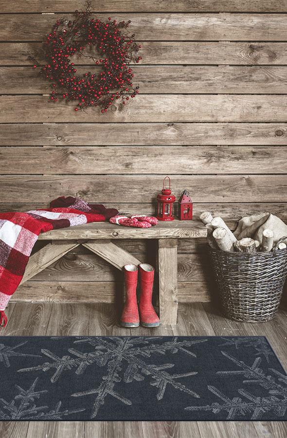 Snowflake Navy Flatwoven Rug