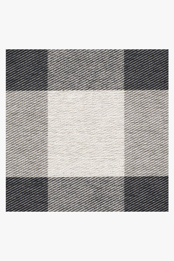 Buffalo Plaid Black & White Flatwoven Rug