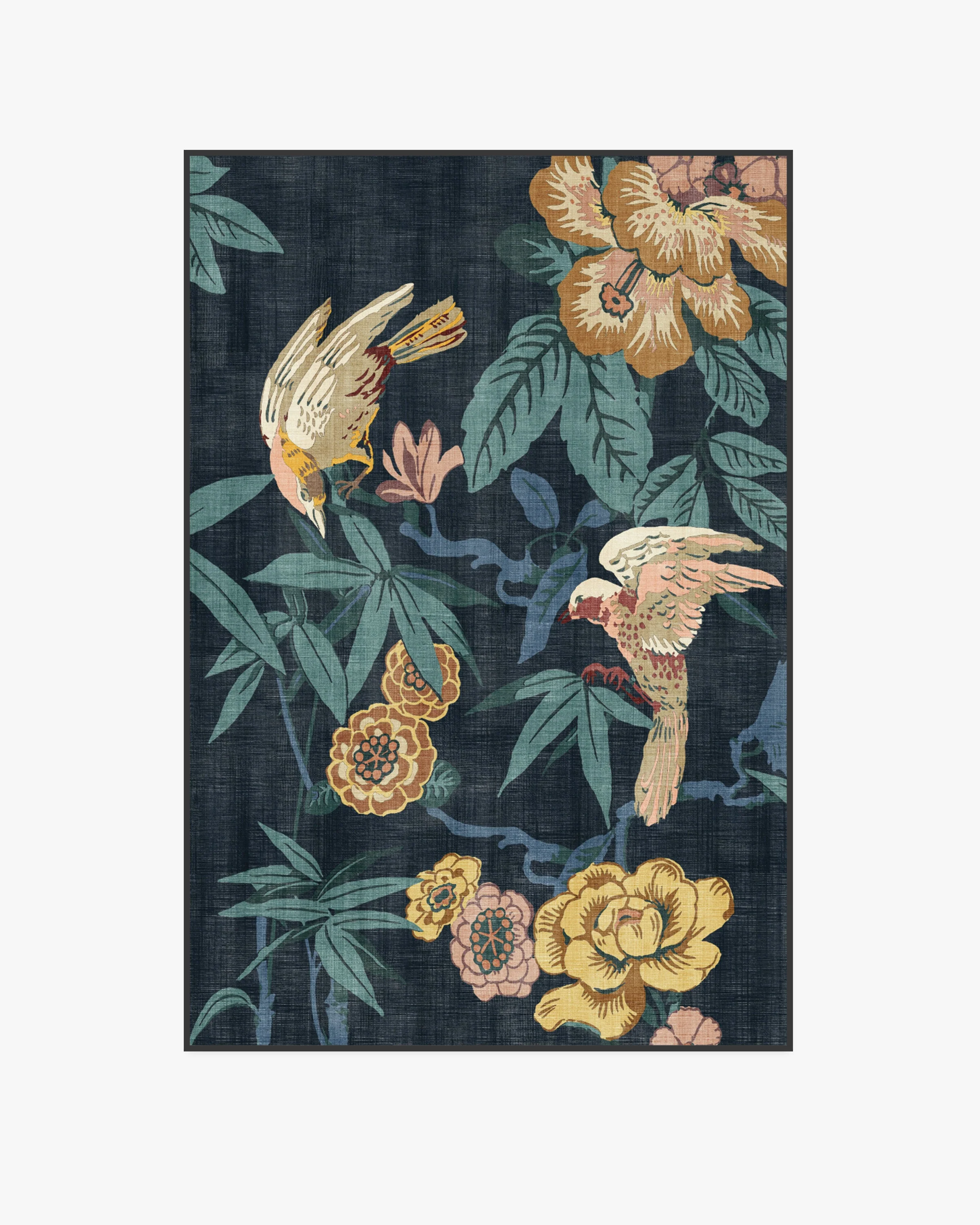 Bamboo & Bird Indigo Flatwoven Rug by Sanderson