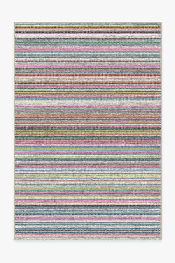 Multi Stripe Polychrome Flatwoven Rug