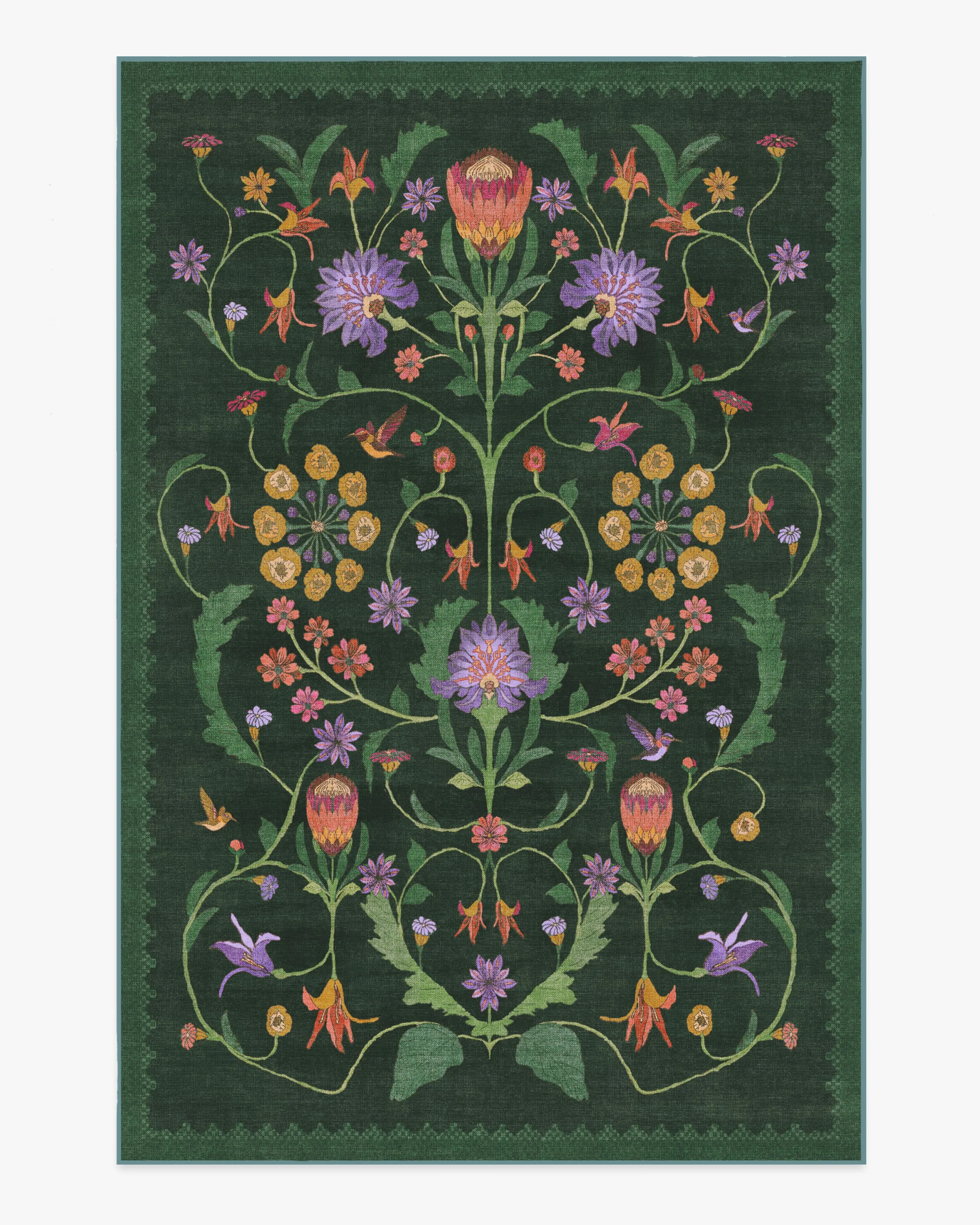 Protea Forest Green Rug by Iris Apfel