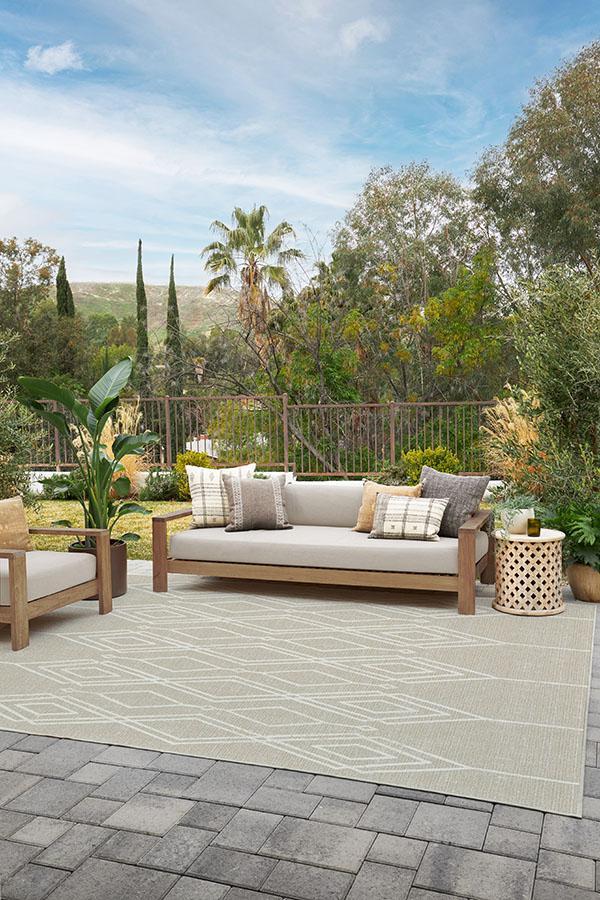 Gemma Lattice Natural Outdoor Rug