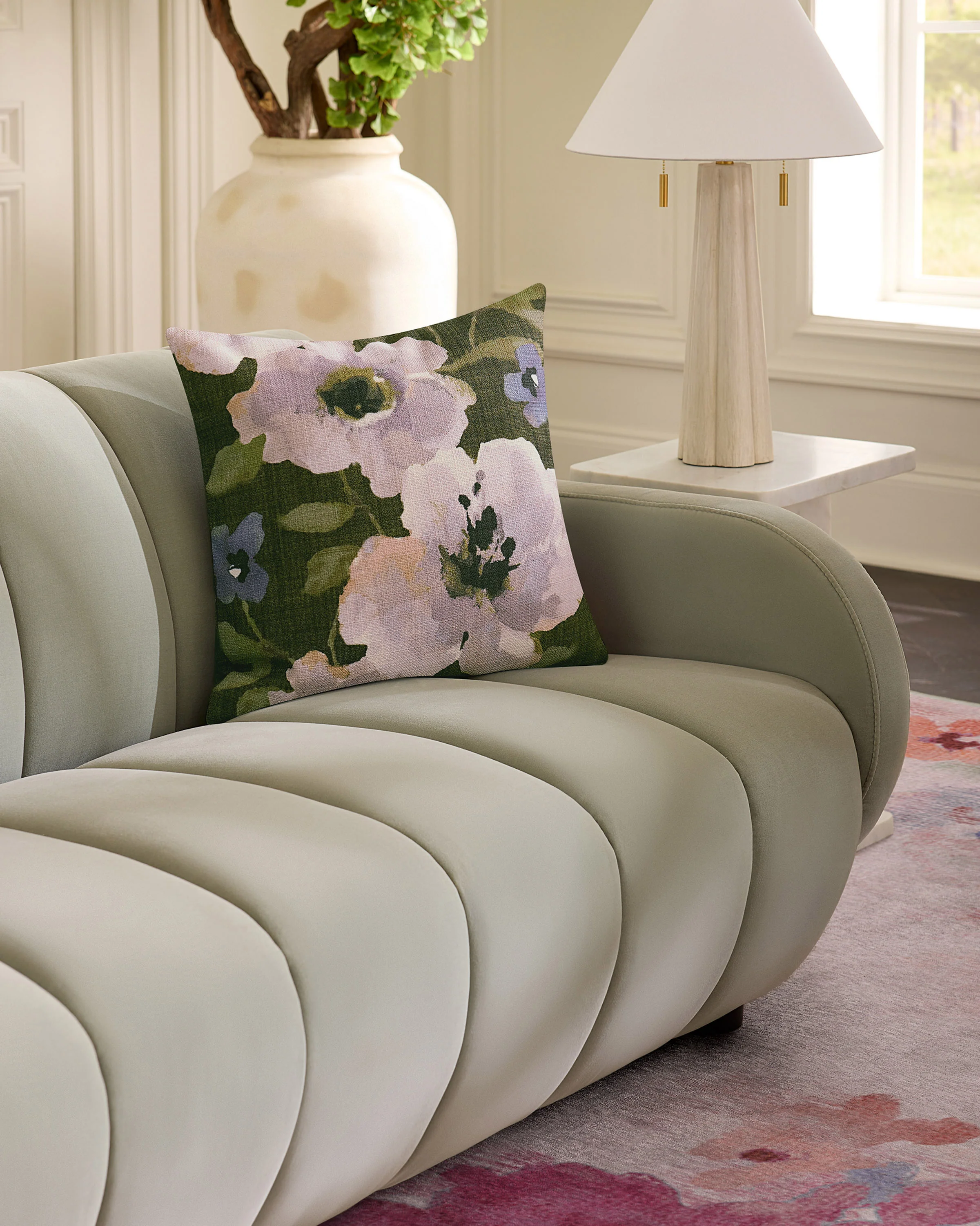 Evelyn Green Woven Throw Pillow