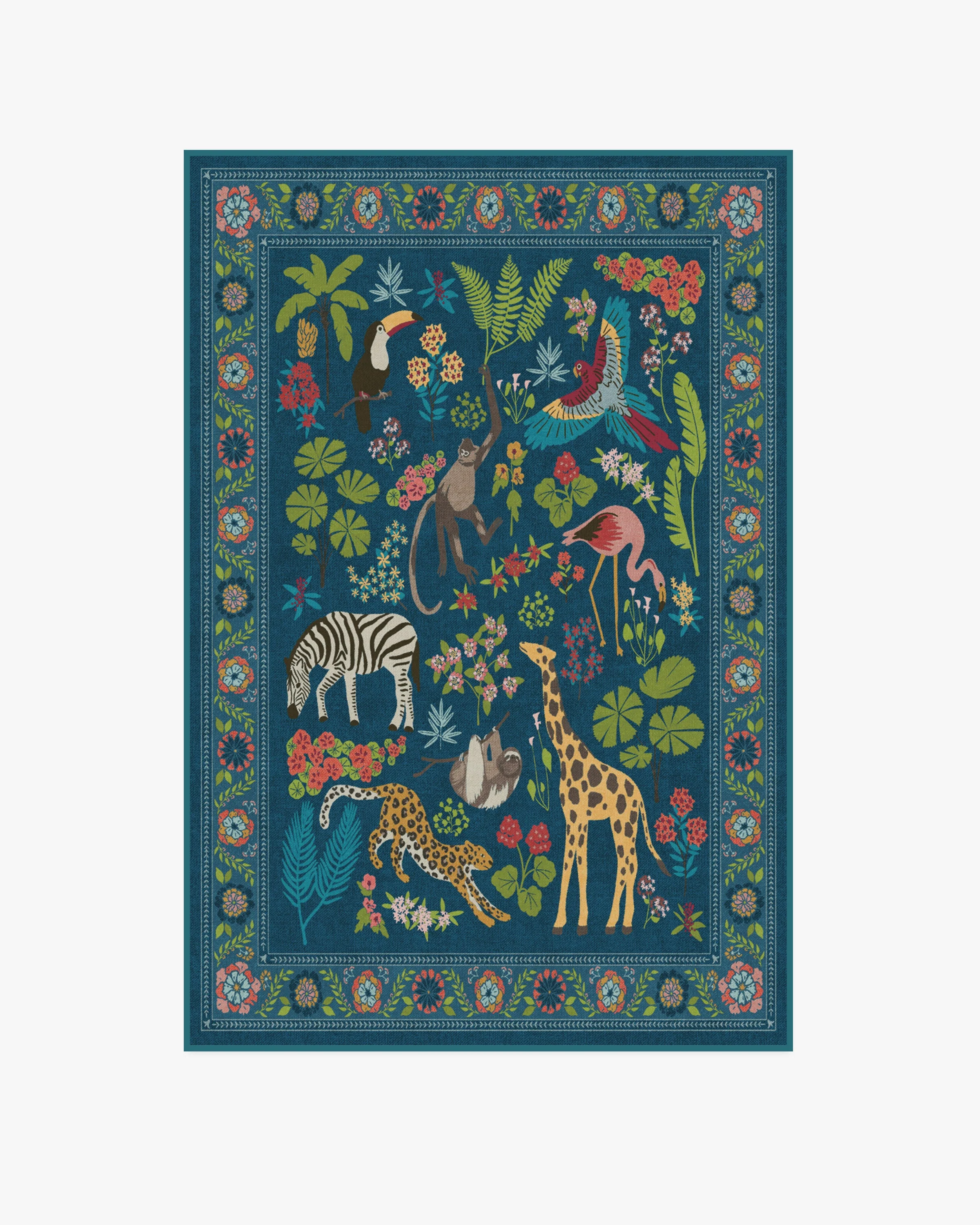 Jingle Jungle Royal Blue Flatwoven Rug by Iris Apfel