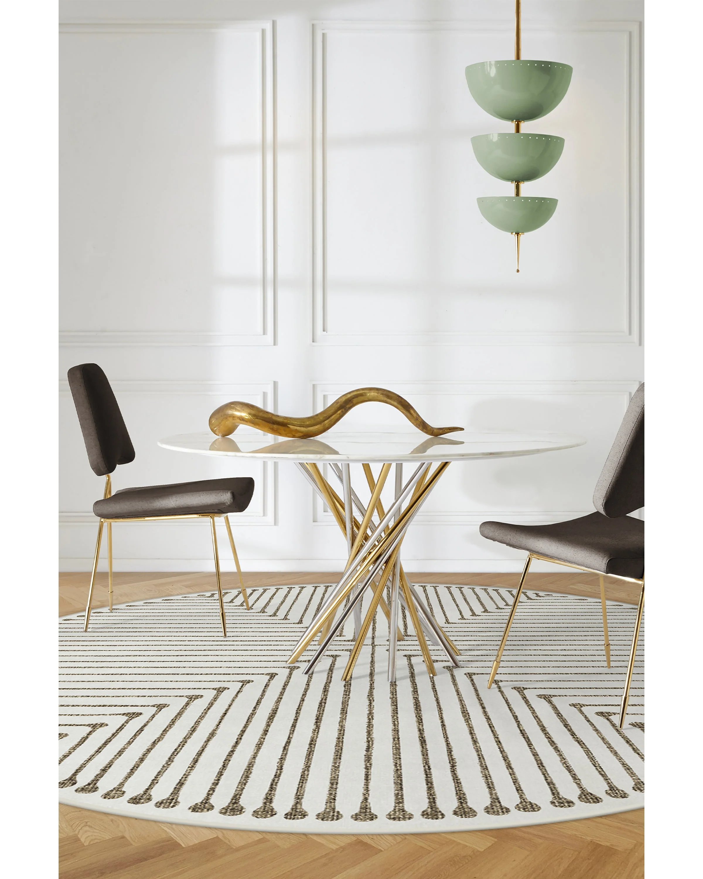 Inkdrop Camel & Ivory Flatwoven Rug by Jonathan Adler