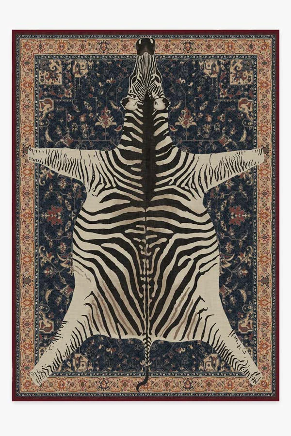 On Safari Sapphire Flatwoven Rug by Iris Apfel