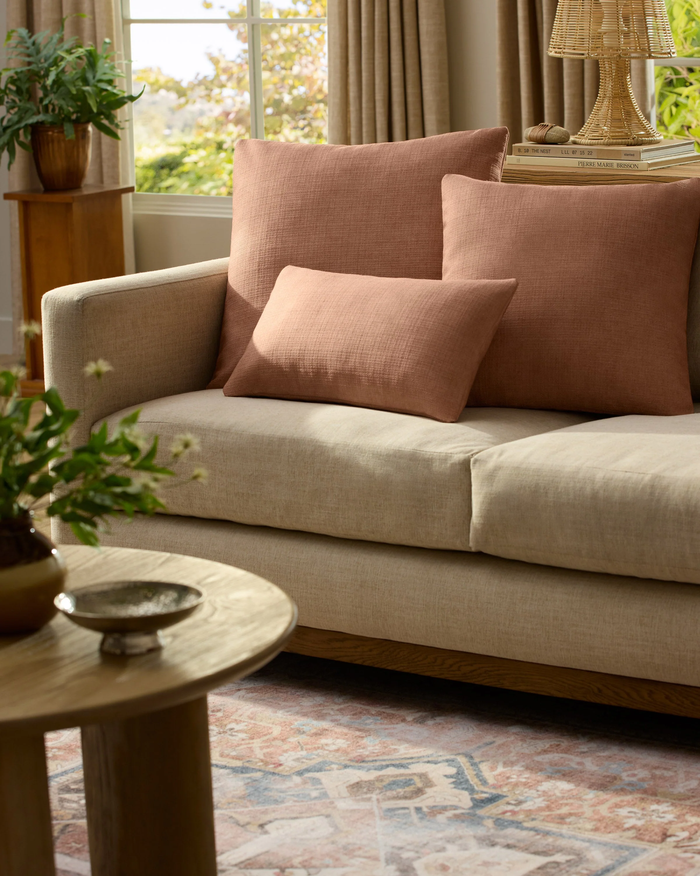 Coral Woven Throw Pillow