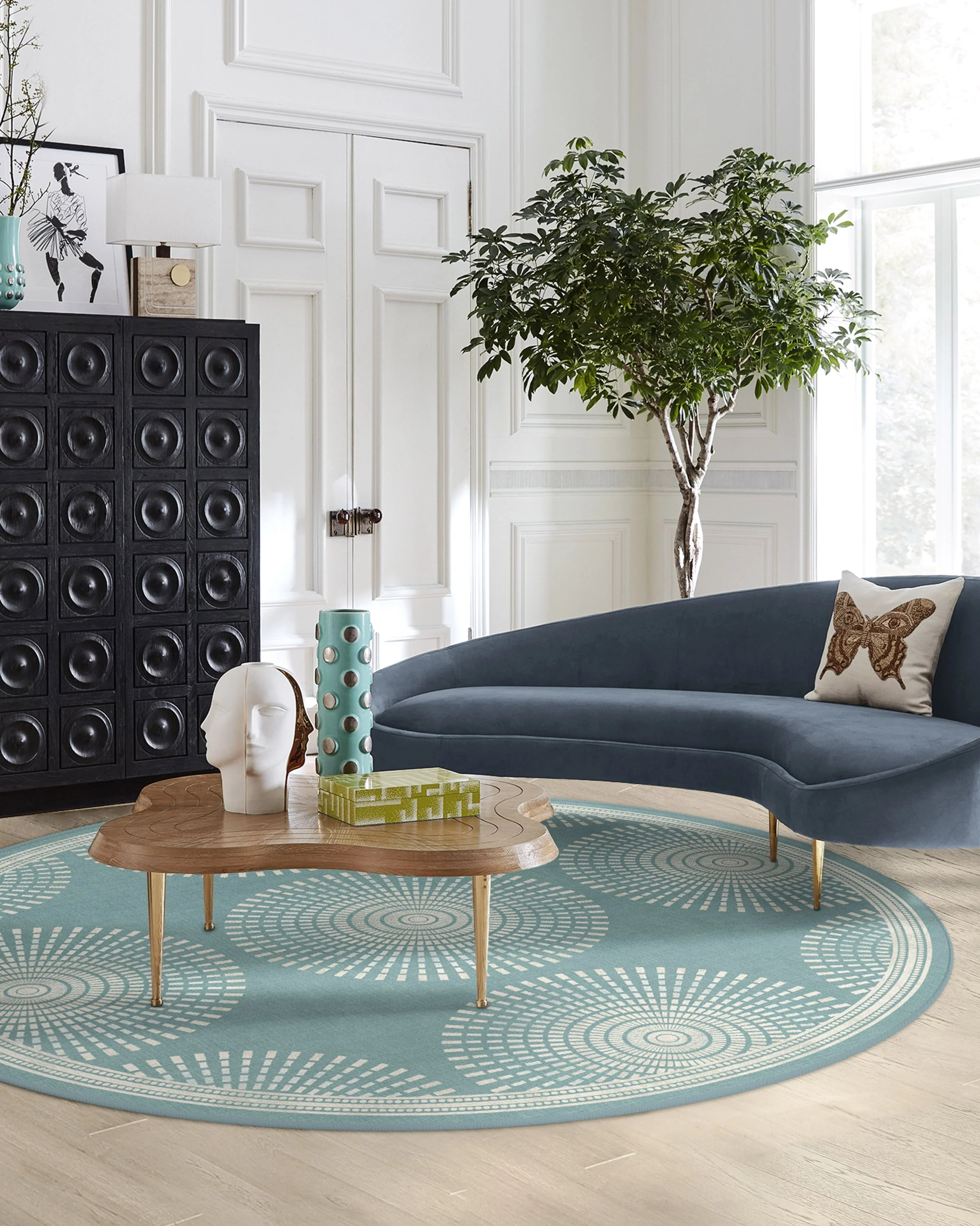 Santorini Blue Flatwoven Rug by Jonathan Adler