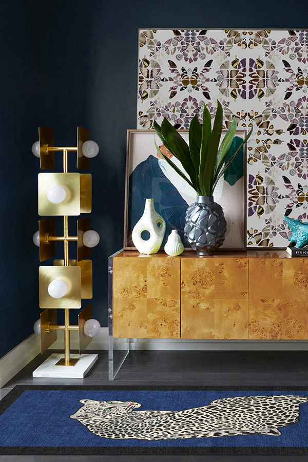 Snow Leopard Sapphire Rug by Jonathan Adler