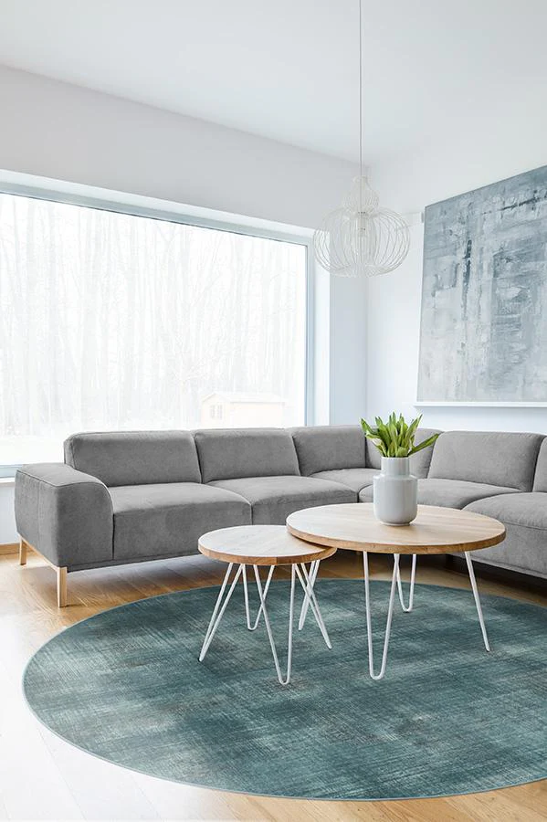 Sudaria Solid Teal Blue Flatwoven Rug