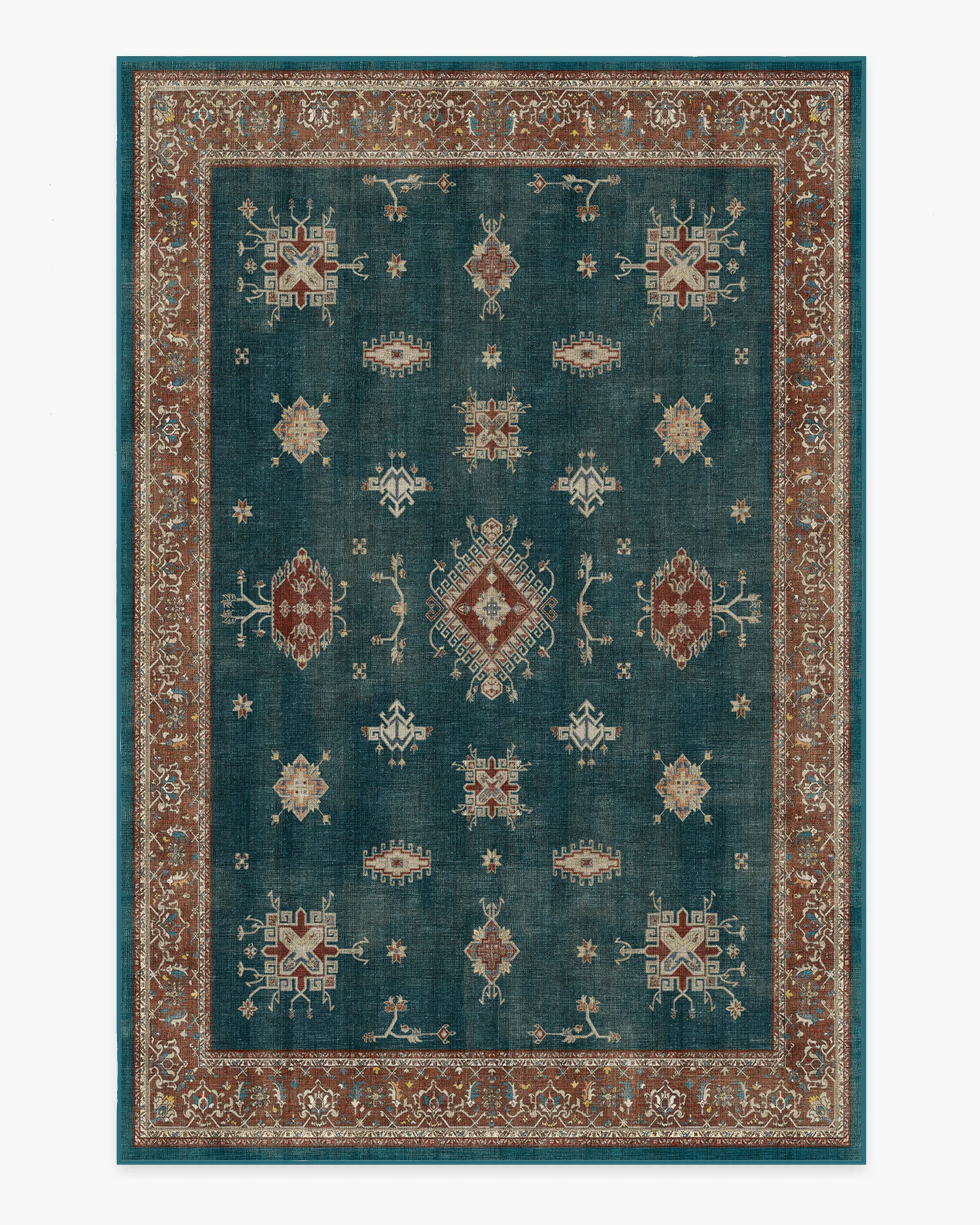 Verena Teal Blue Flatwoven Rug