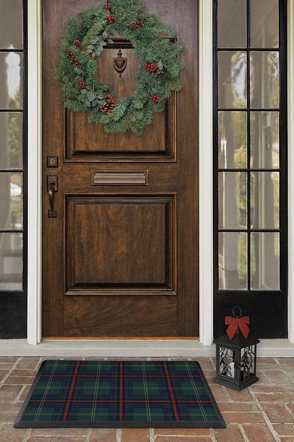 Winter Tartan Evergreen Doormat