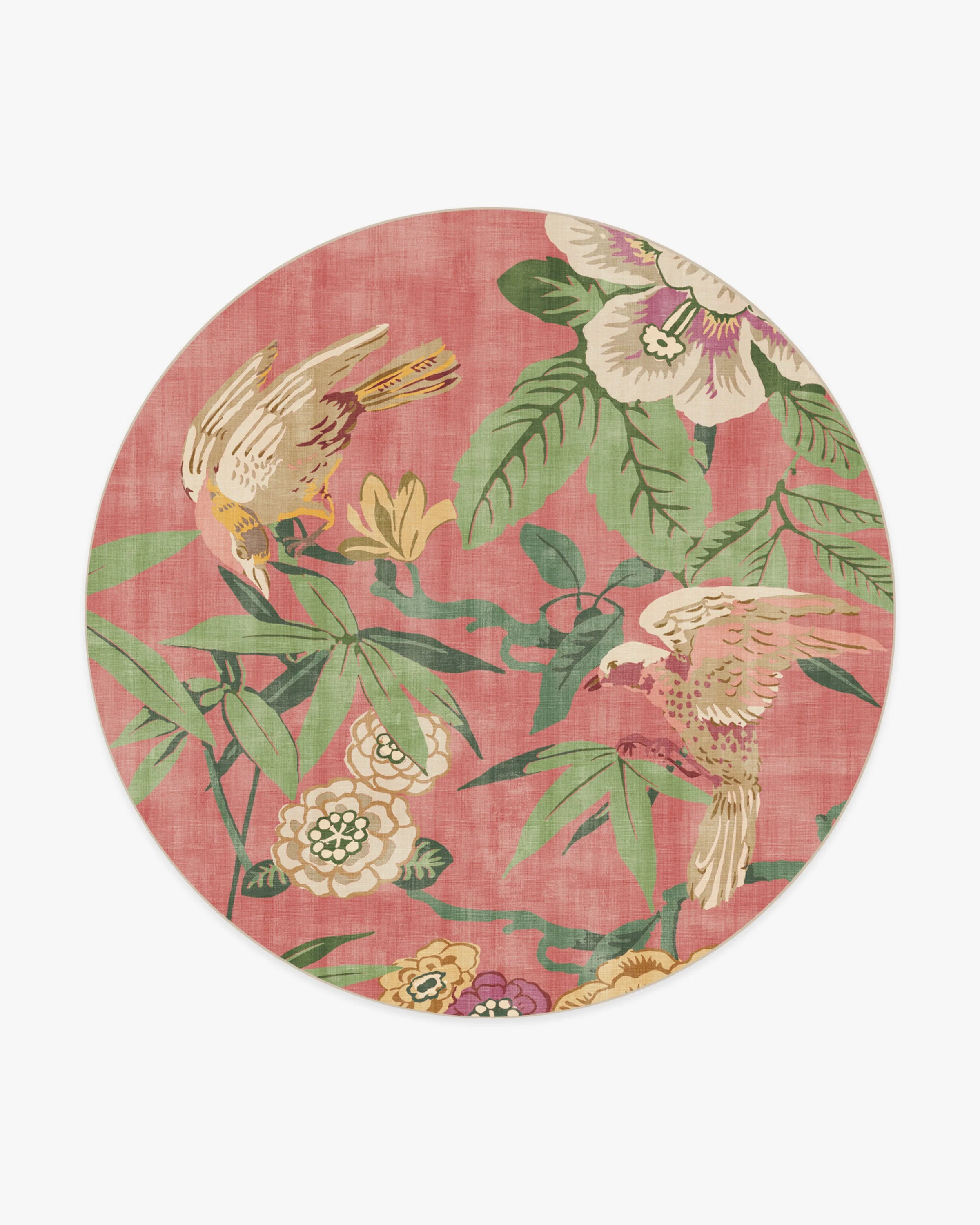Bamboo & Bird Blossom Pink Flatwoven Rug by Sanderson