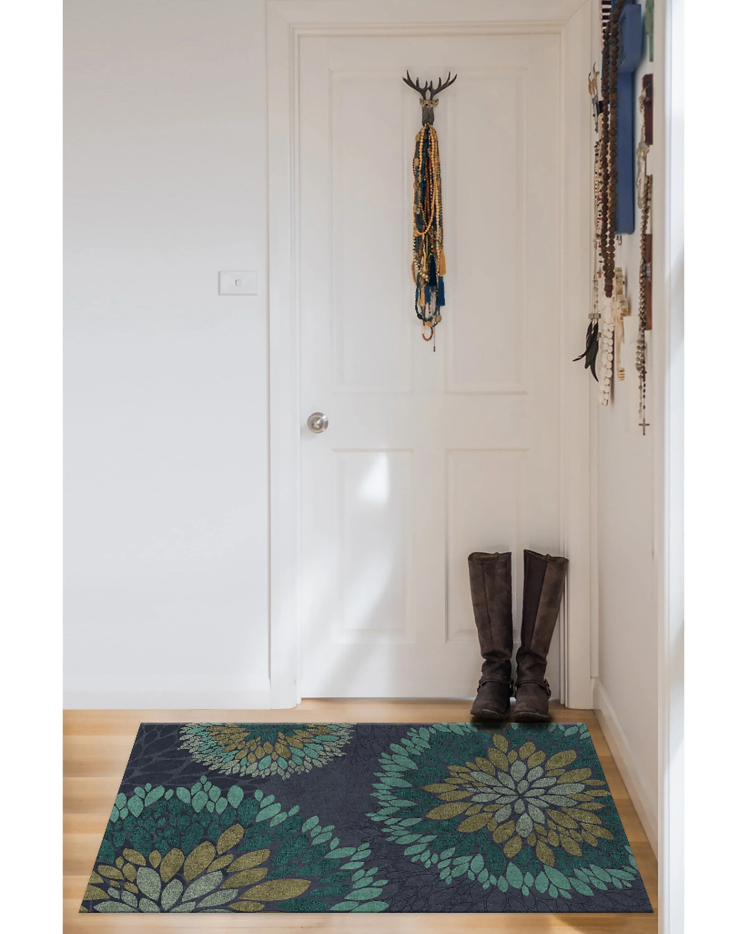 Floral Medallion Navy Rug