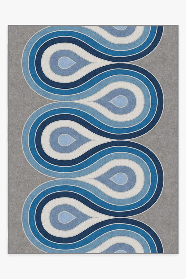 Milano Blue Steel Flatwoven Rug by Jonathan Adler