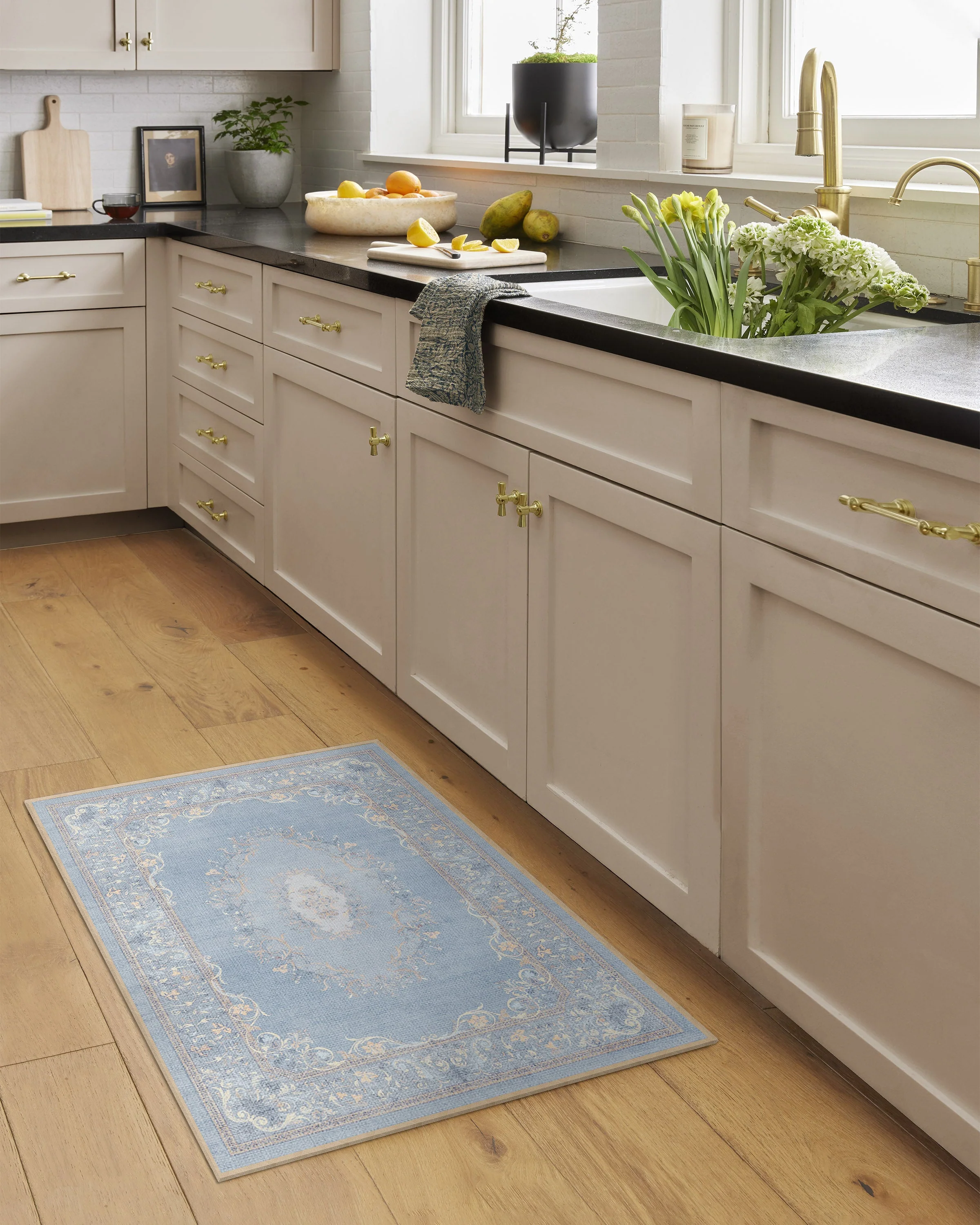 Lady Whistledown Soft Blue Flatwoven Rug by Bridgerton