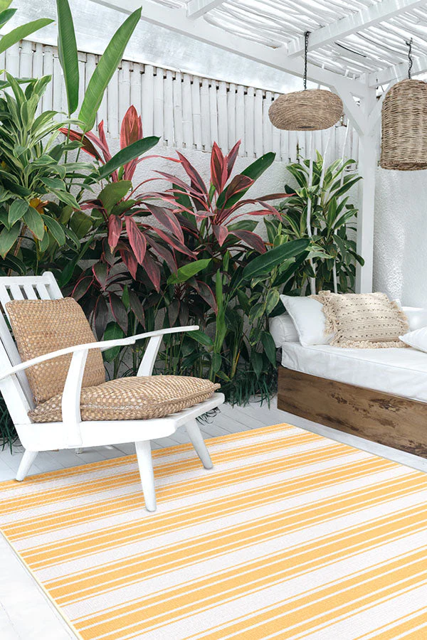 Marina Stripe Yellow Outdoor Rug