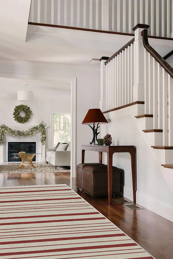 Hudson Stripe Red Flatwoven Rug