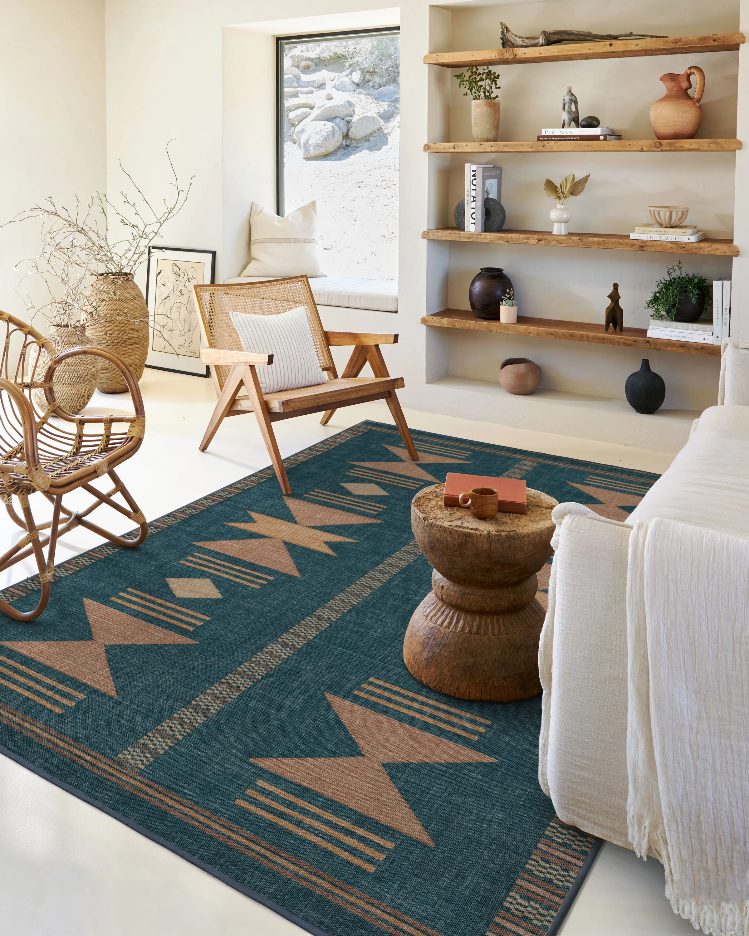 Lark Blue & Rose Flatwoven Rug