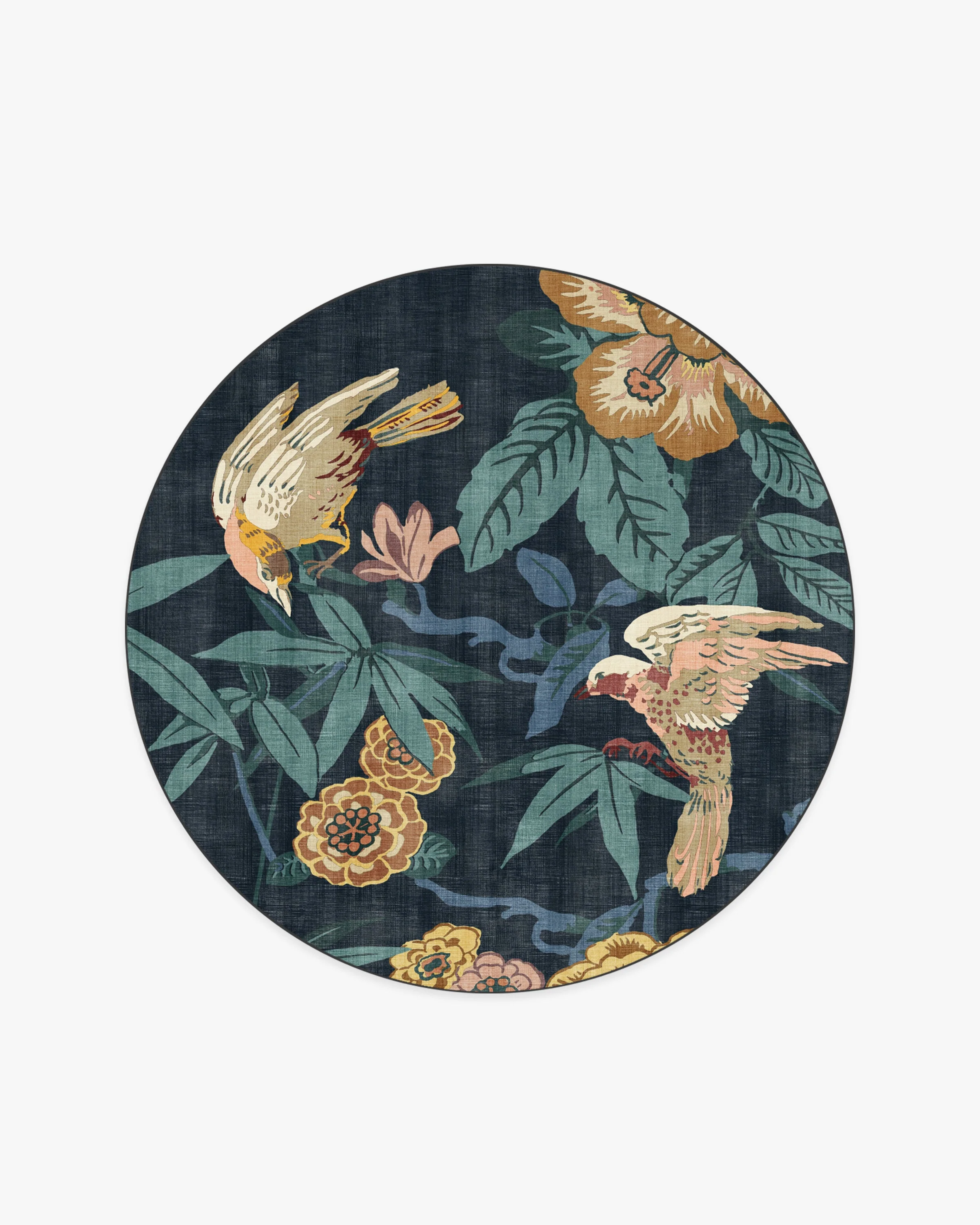 Bamboo & Bird Indigo Flatwoven Rug by Sanderson