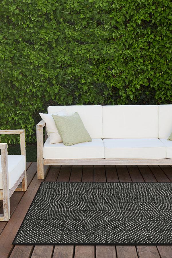 Parquet Black Outdoor Rug