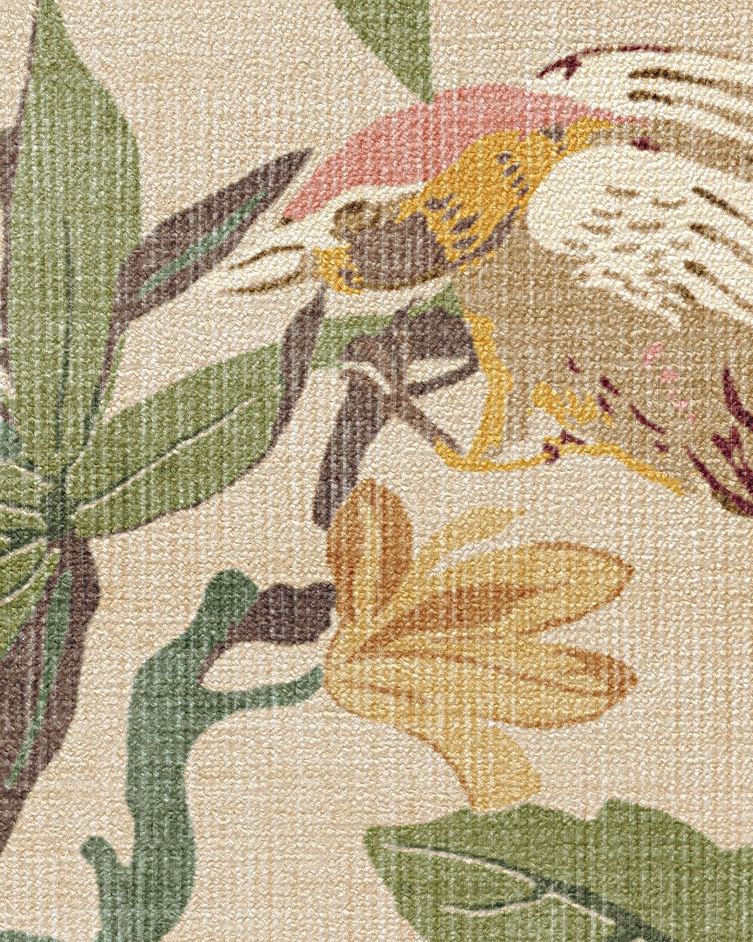 Bamboo & Bird Blush & Jade Rug by Sanderson