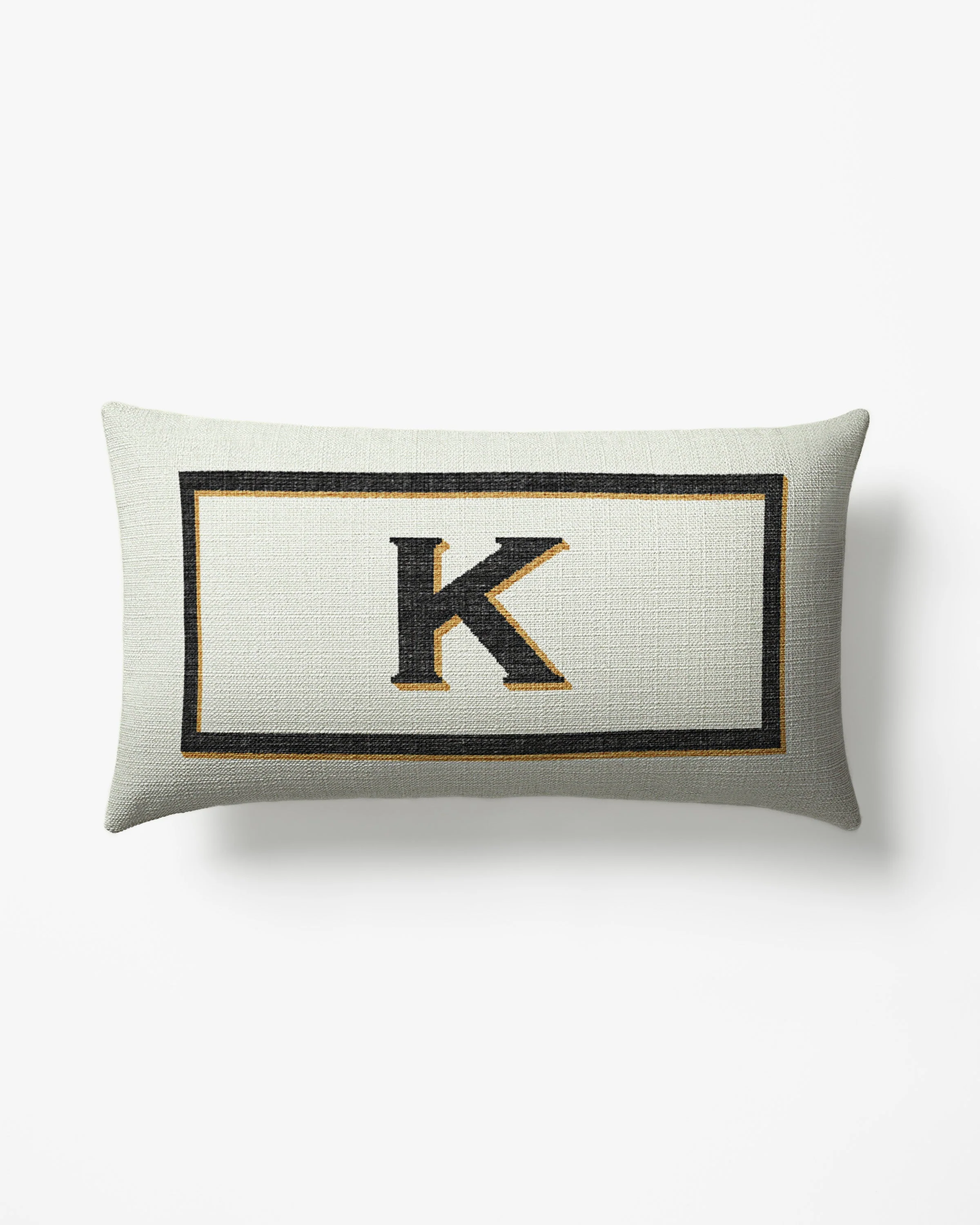 Classic Monogram Ivory Woven Throw Pillow, 12x21 by Jonathan Adler