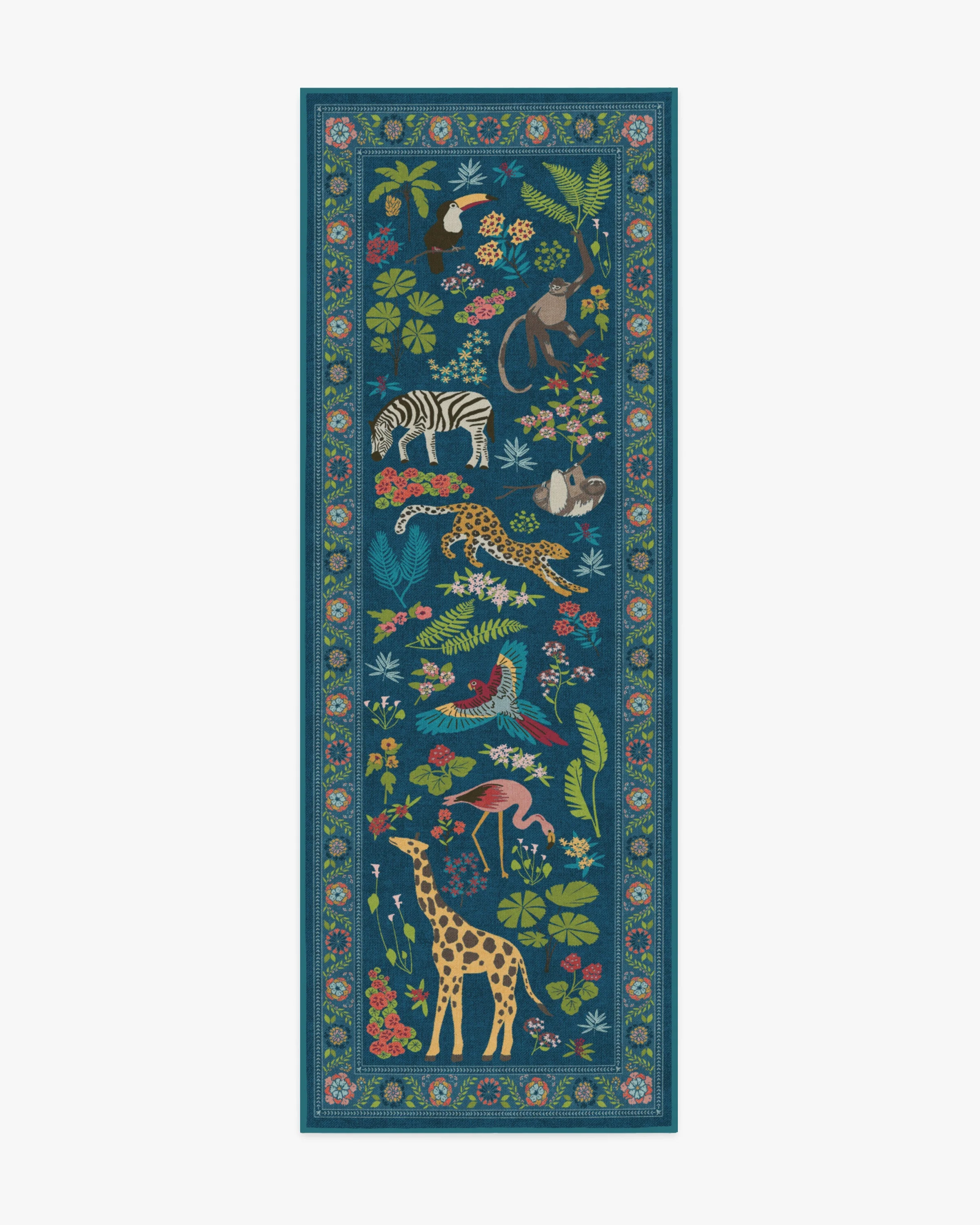 Jingle Jungle Royal Blue Flatwoven Rug by Iris Apfel