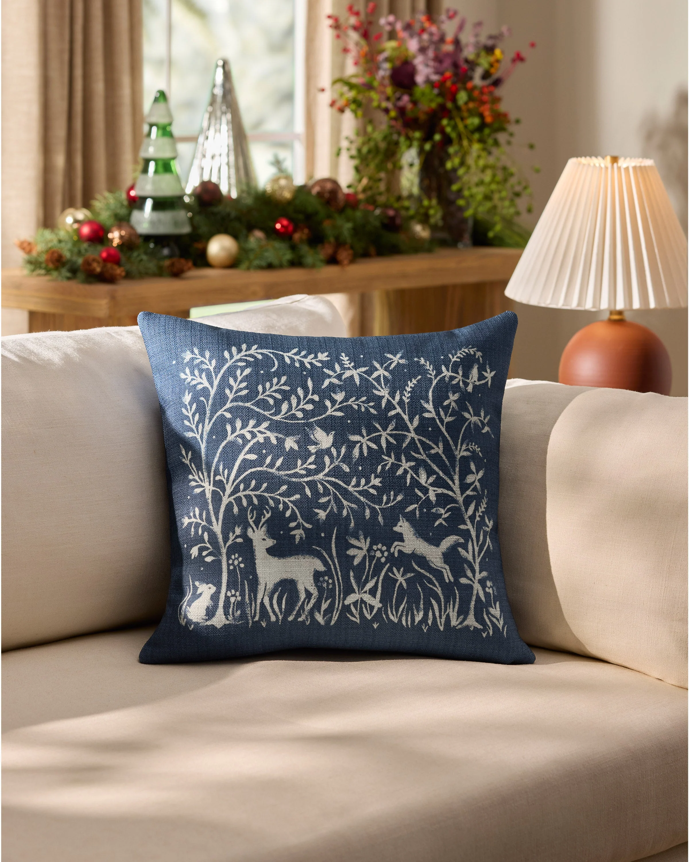 Sylva Navy Woven Throw Pillow