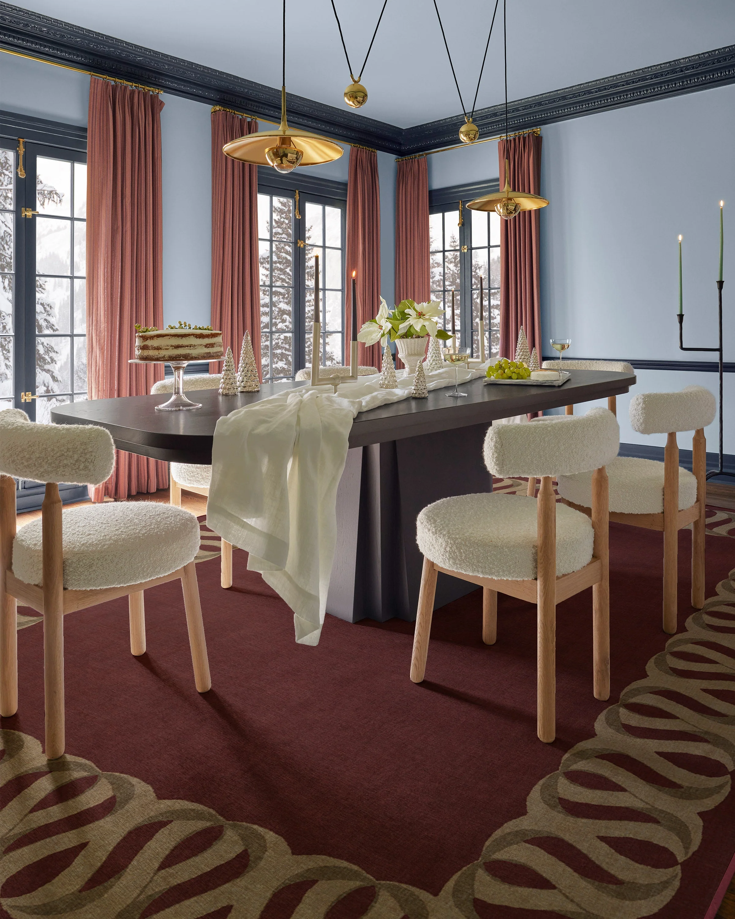 Ribbon Border Red & Natural Rug