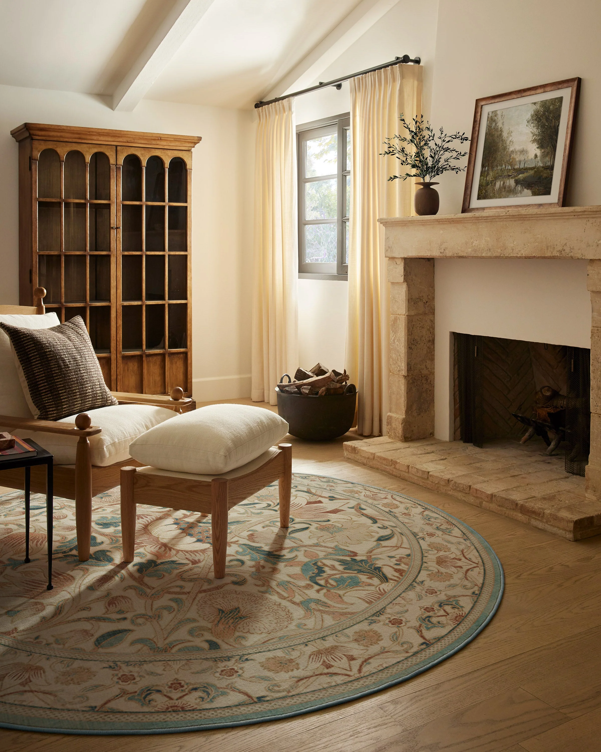 Lodden Soft Rose & Teal Rug by Morris & Co.