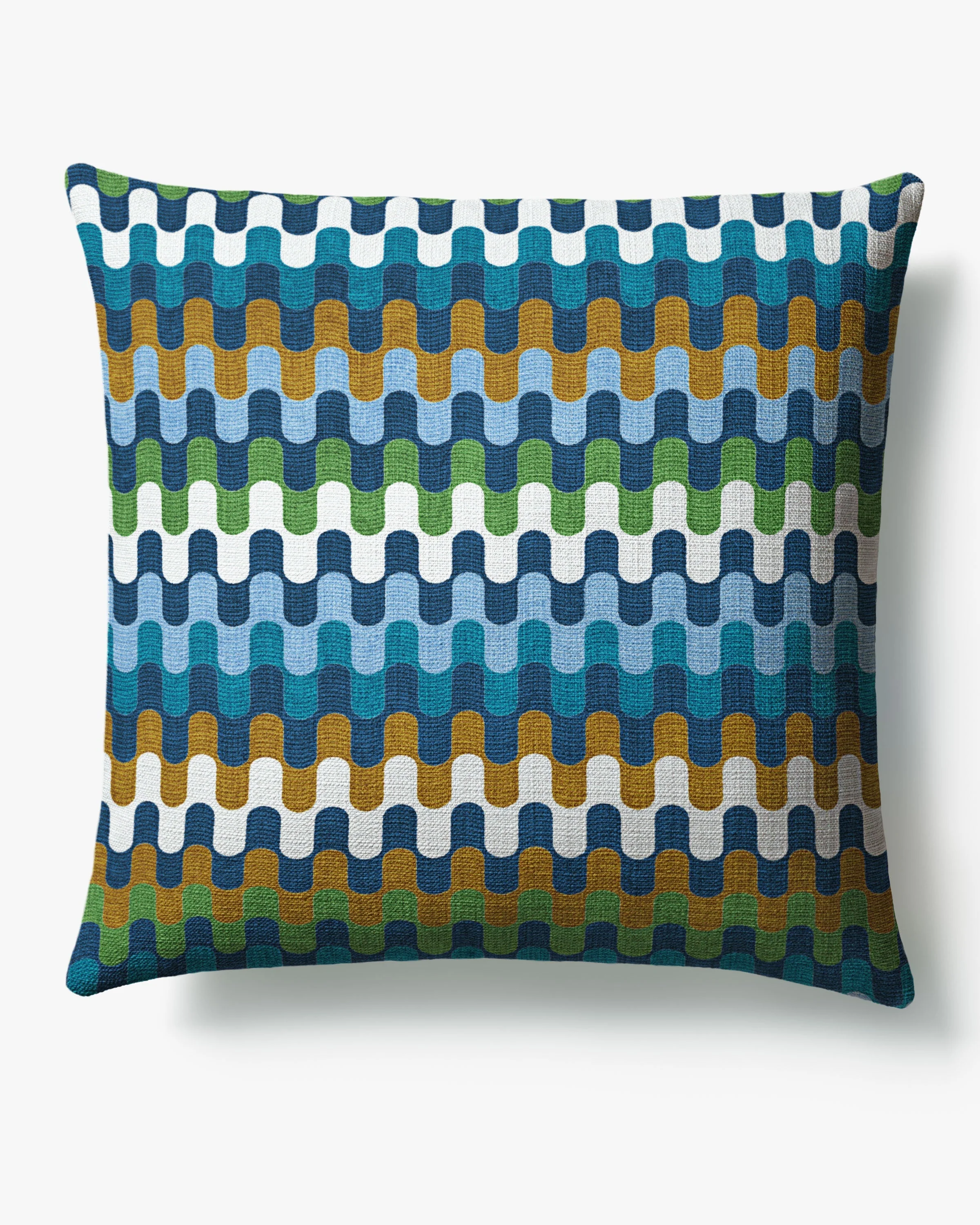 Puzzles Blue & Cognac Woven Throw Pillow by Jonathan Adler