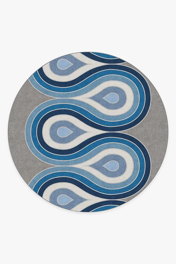 Milano Blue Steel Flatwoven Rug by Jonathan Adler