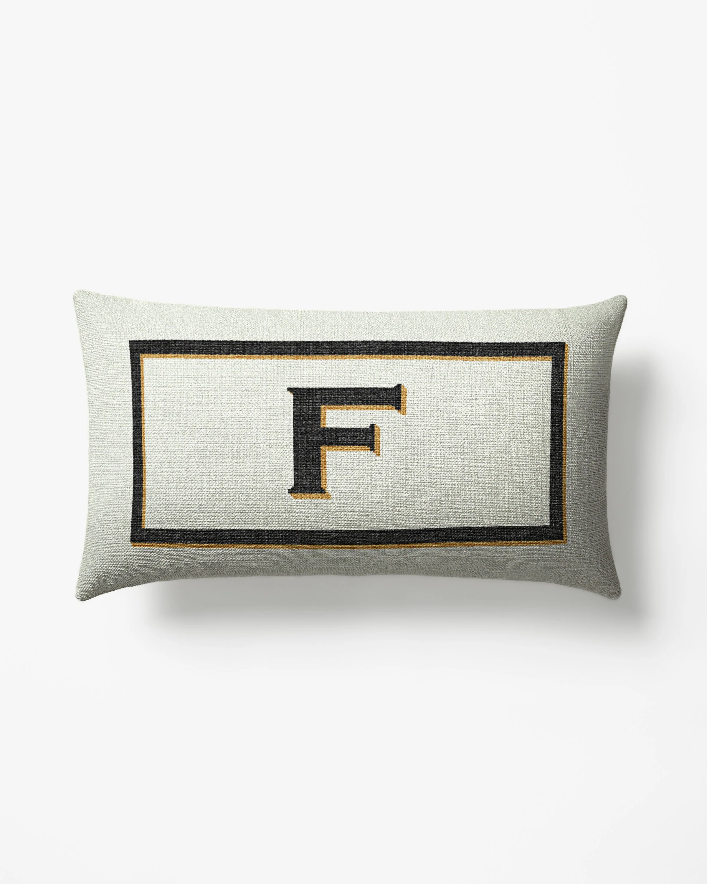 Classic Monogram Ivory Woven Throw Pillow, 12x21 by Jonathan Adler