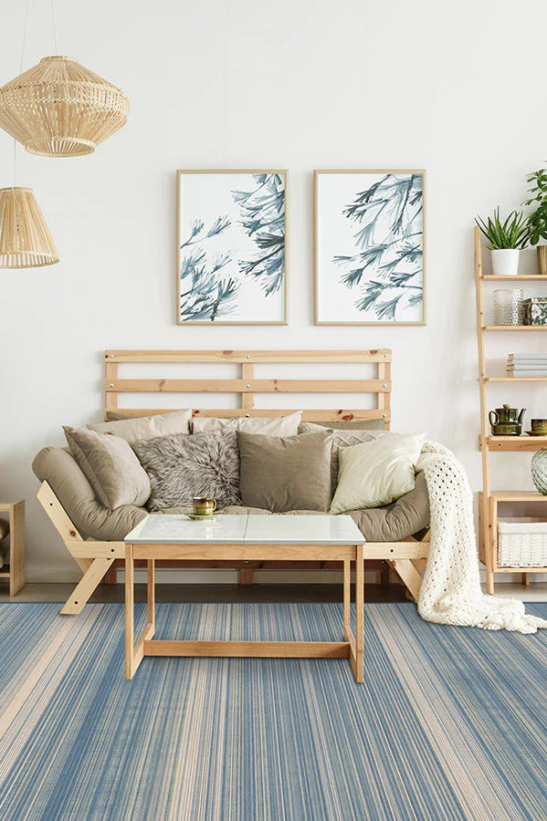 Coastal Linear Stripe Slate Rug